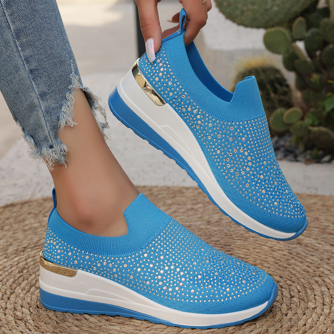 Damen modische und komfortable Sneakers mit Glitzer-Applikationen R&B
