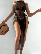 Damen Maxikleid mit raffiniertem Wickeldetail und eleganten Taillenzügen R&B