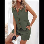 Damen ärmelloses Blusenset mit Shorts