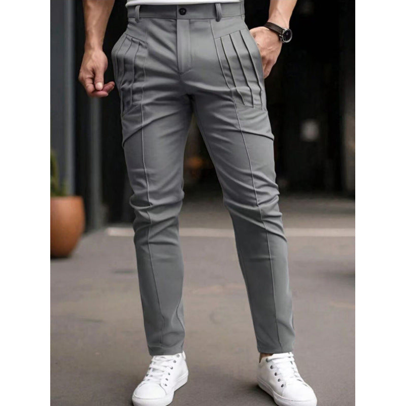 Herren Stoffhose Slim Fit mit Bundfalten