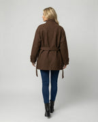Damen Günstige Strickjacke Damen Slim kurzer Wollmix-Mantel mit Bindegürtel und Stehkragen R&B
