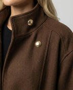 Damen Günstige Strickjacke Damen Slim kurzer Wollmix-Mantel mit Bindegürtel und Stehkragen R&B