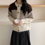 Damen Gemusterte Strickjacke mit Knopfleiste und überschnittenen Schultern