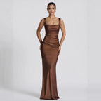 Damen Elegantes Satin-Maxi-Kleid mit figurschmeichelndem Design