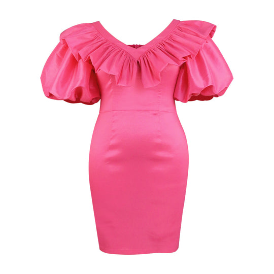 Damen figurbetontes Kleid mit voluminösen Rüschenärmeln R&B 1778622988