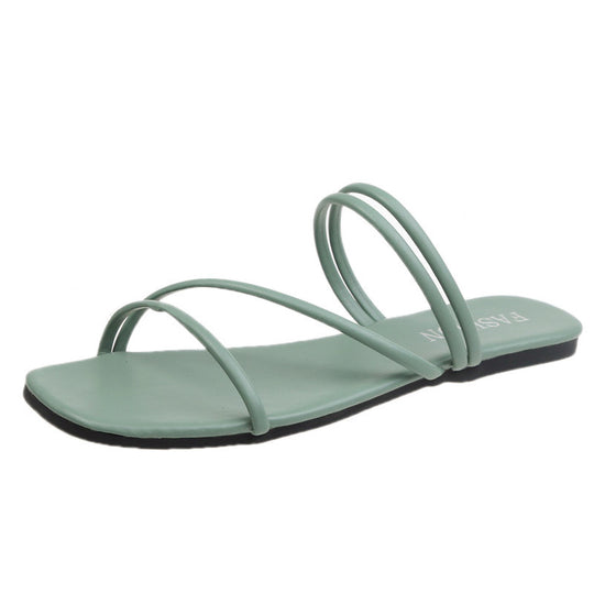 Damen nan minimalistische Schlupf-Sandalette mit filigranen Schlaufenriemen und gepolstertem Komfortfußbett R&B