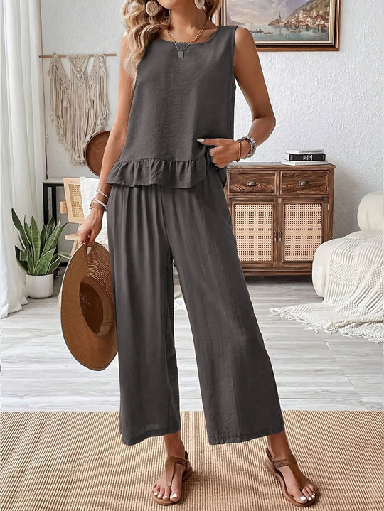 Damen luftiger Overall mit Rüschendetails R&B