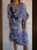 Damen lässiges Kapuzenkleid mit floralem Design R&B