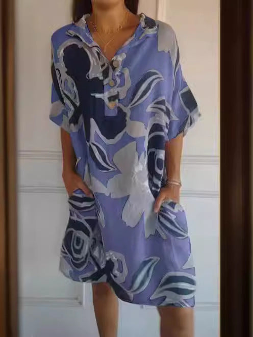 Damen lässiges Kapuzenkleid mit floralem Design R&B
