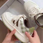 Damen Komfortable Sneakers mit modischem Karomuster