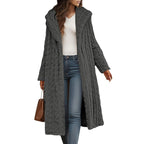 Damen Strickmantel mit Oversized-Kragen und originellen Zopfmuster R&B