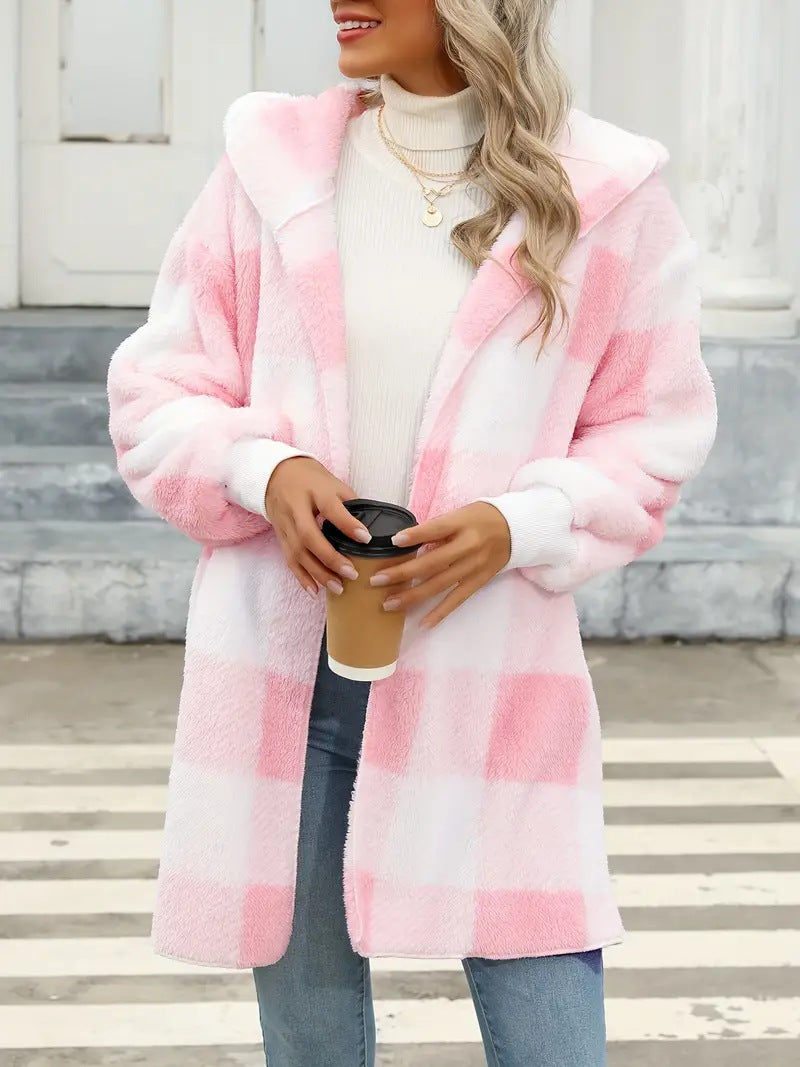 Damen Kuschelige Wolljacke mit Karomuster R&B