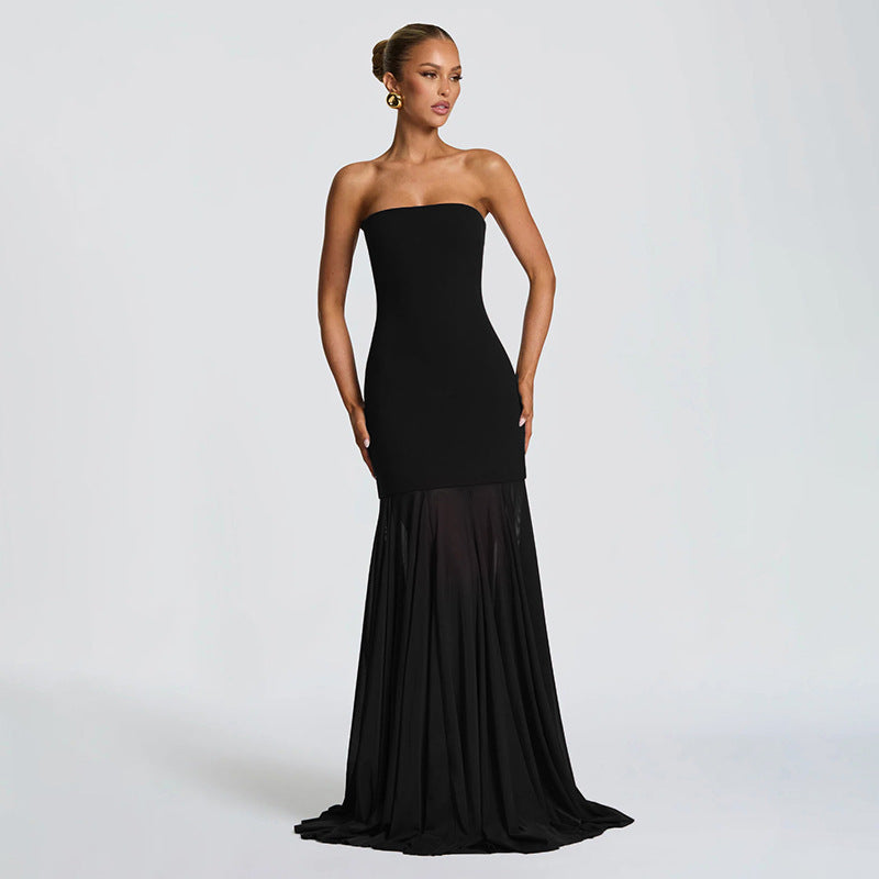 Damen Elegantes Abendkleid mit transparenten Drapierungen R&B