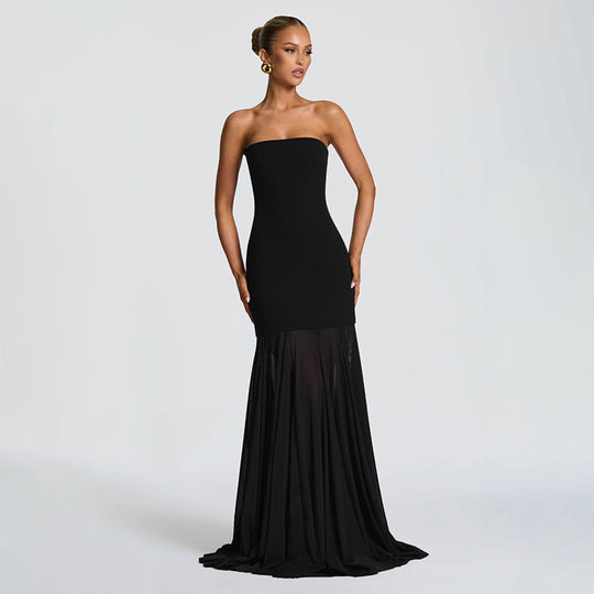 Damen Elegantes Abendkleid mit transparenten Drapierungen R&B