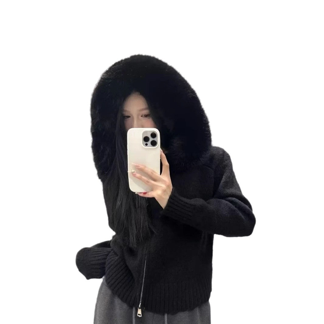 Damen Kuscheliger Hoodie mit attraktivem Fellkragen R&B