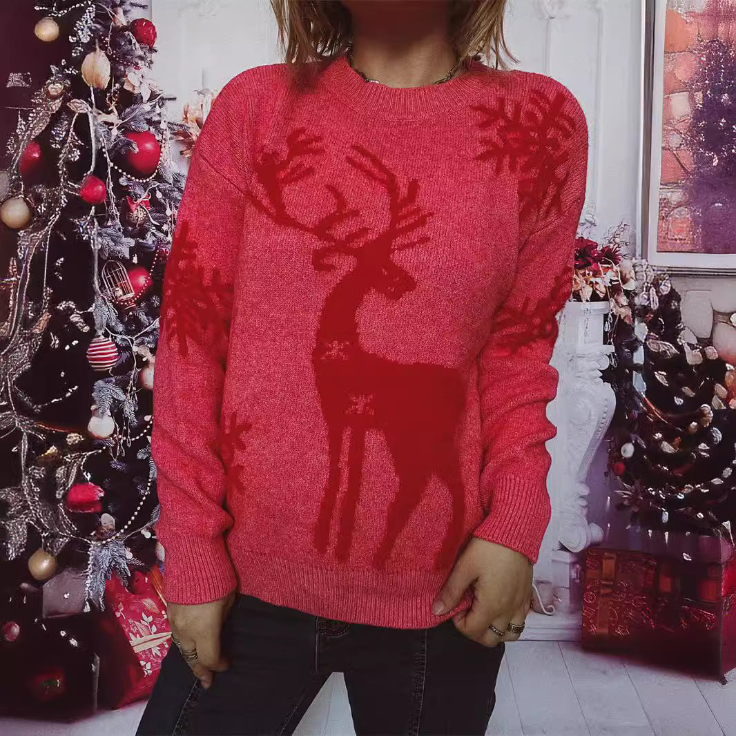 Damen Weihnachts-Pullover mit festlichem Rentiermotiv und angenehmem Schnitt R&B