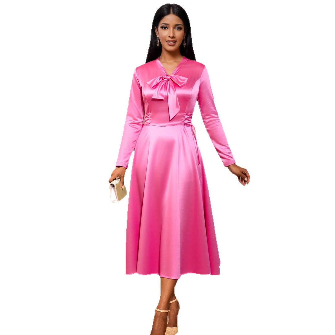 Damen Elegantes Midikleid mit Raffinierter Schleifenbindung R&B