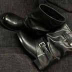Damen modische Winterstiefel mit gerafftem Schaft und dekorativem Schnallenakzent R&B