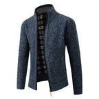 Herren Strickjacke mit modernem Stehkragen und praktischen Seitentaschen R&B