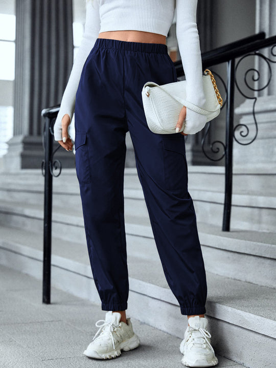 Damen Cargo-Hose im sportiven Design mit elastischem Bund und praktischen Taschen R&B
