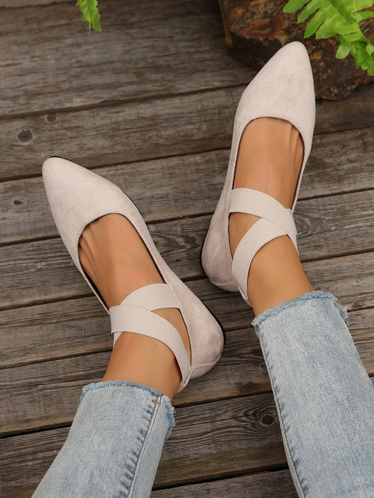 Damen elegante Ballerinas mit gekreuzten Riemen und weichem Obermaterial R&B