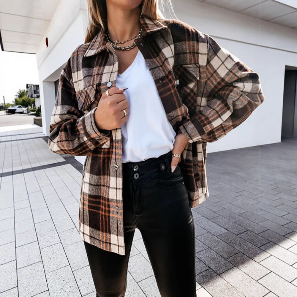 Damen Übergroße Karo-Pulloverjacke R&B
