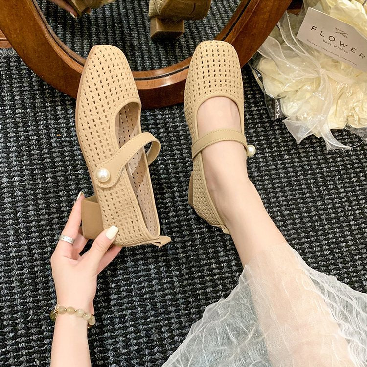 Damen elegante Ballerinas mit strapazierfähigem Netzdesign und modischer Schnalle R&B
