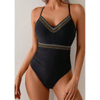 Damen Eleganter Badeanzug mit verziertem Ausschnitt R&B