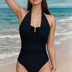 Damen Hochgeschlossener Badeanzug mit eleganter Mesh-Detail R&B