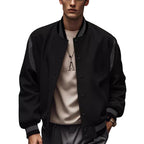 Herren Sportliche Collegejacke im retro Stil mit Kontrastärmeln und Druckknopfverschluss R&B