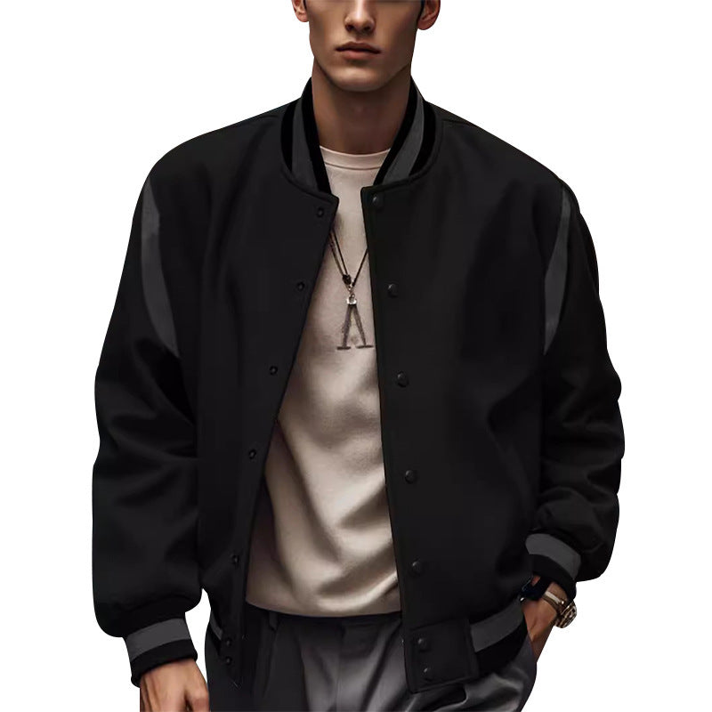 Herren Sportliche Collegejacke im retro Stil mit Kontrastärmeln und Druckknopfverschluss R&B
