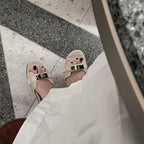 Damen Elegante Zehentrenner-Sandalen mit glänzenden Metallakzenten R&B