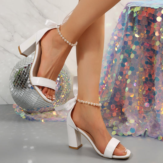 Damen Hochhackige Sandalen mit kunstvollen Perlen-Details und femininen Riemchen R&B