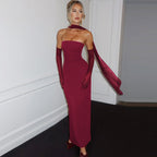 Damen Elegantes schulterfreies Abendkleid mit Flügelärmeln R&B