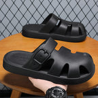 Damen nan geschlossene Sandalen-Pantolette mit ergonomischem Fußbett, verstellbarer Schnalle und rutschfester EVA-Laufsohle R&B