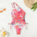 Damen Einseitiger Cut-Out Badeanzug mit verstellbaren Schnürdetails R&B