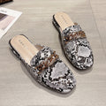 Damen elegante Mules mit schimmerndem Kettenverschluss EB