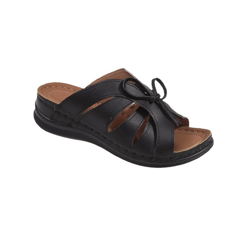 Damen Komfortable Riemchensandalen mit dekorativem Schleifen-Design R&B