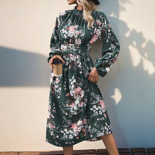 Damen Maxi-Kleid mit elegantem floralem Design und Rüschendetails R&B