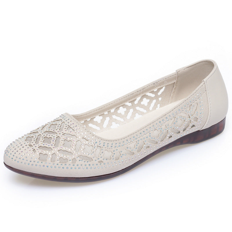 Damen Ballerinas mit elegantem Lochdesign und funkelnden Strassakzenten R&B