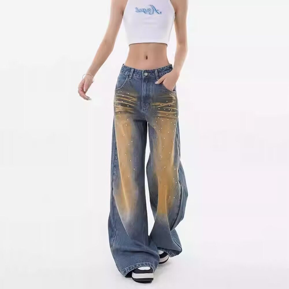 Damen Weite Denim-Jeans mit modischen Akzenten R&B