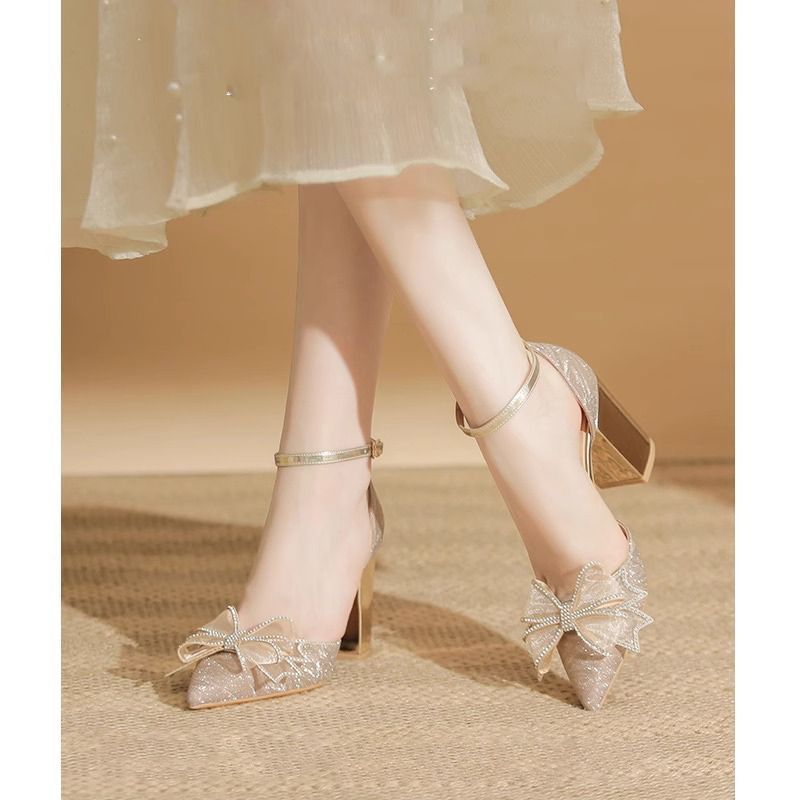 Damen elegante High Heels mit funkelndem Schleifendesign R&B