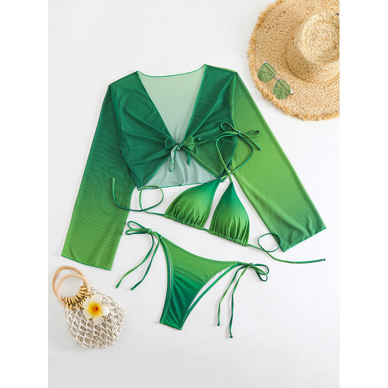 Damen Bikini-Set mit transparentem Oberteil und verstellbaren Trägern R&B