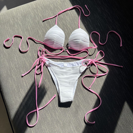 Damen Bikiniset mit gerafftem Design und Herzverschluss R&B