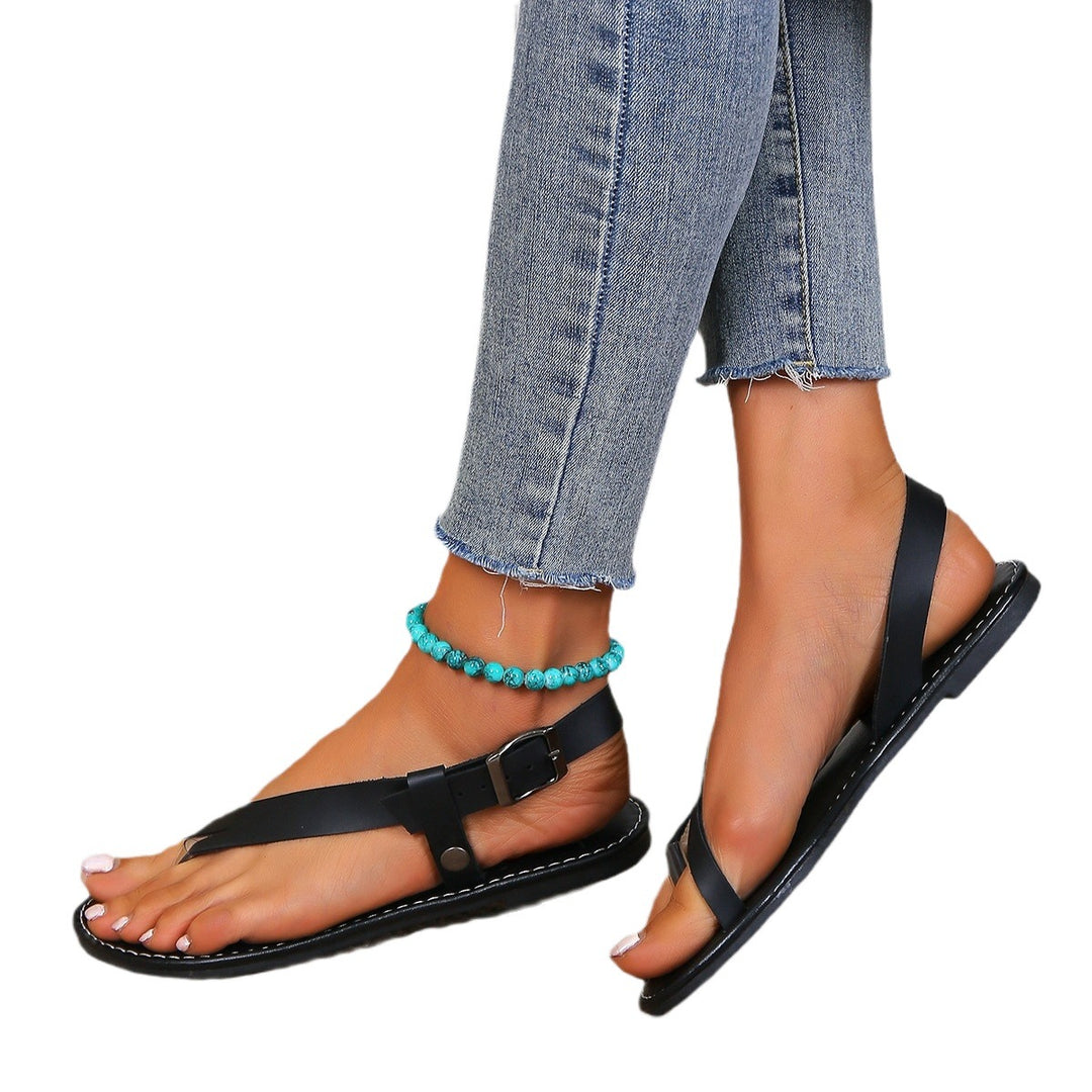 Damen Minimalistische Zehentrenner-Sandalen mit elastischen Riemen R&B