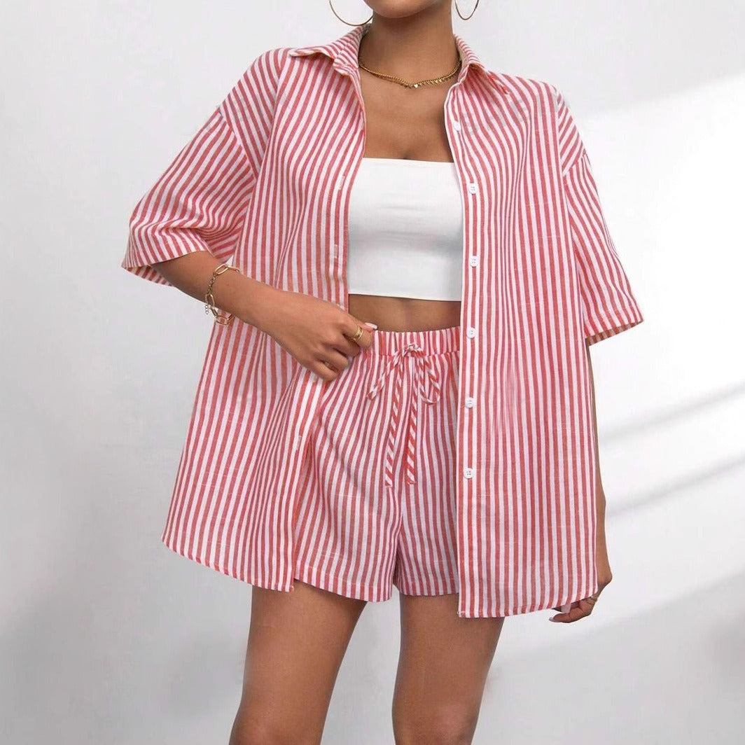 Damen lässiges Hemd und Shorts Set R&B