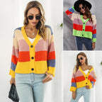 Damen Grobstrickjacke mit knopfdetails und modischem Farbspiel R&B