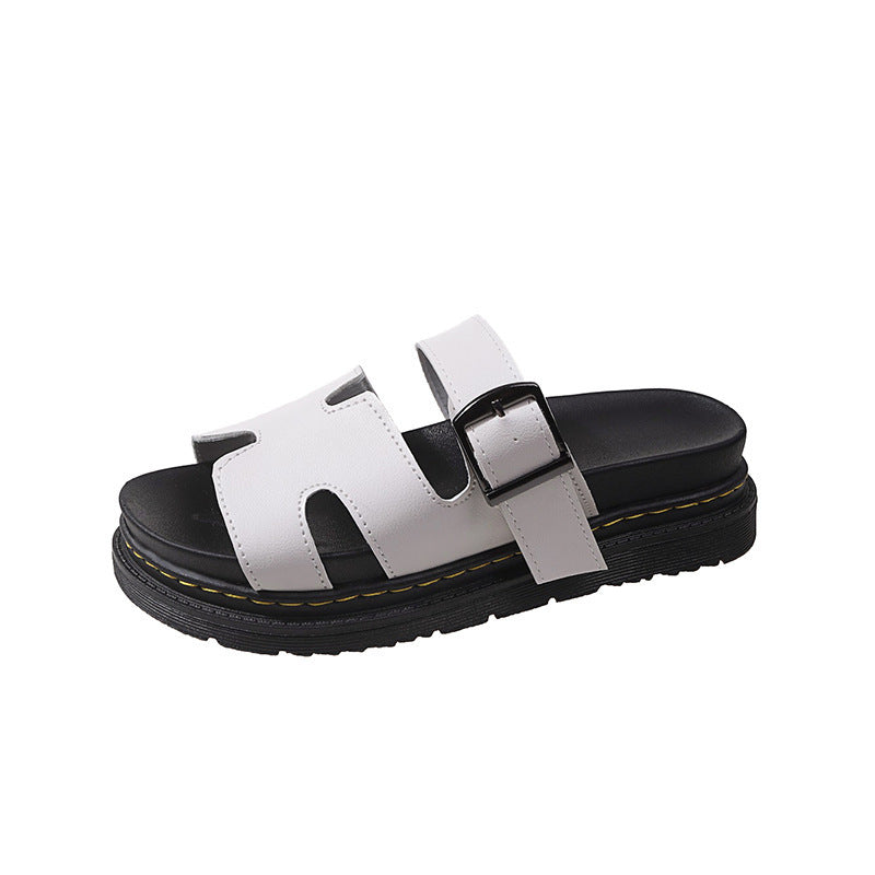 Damen bequeme Riemensandalen mit modischer Schnalle und gepolsterter Sohle R&B