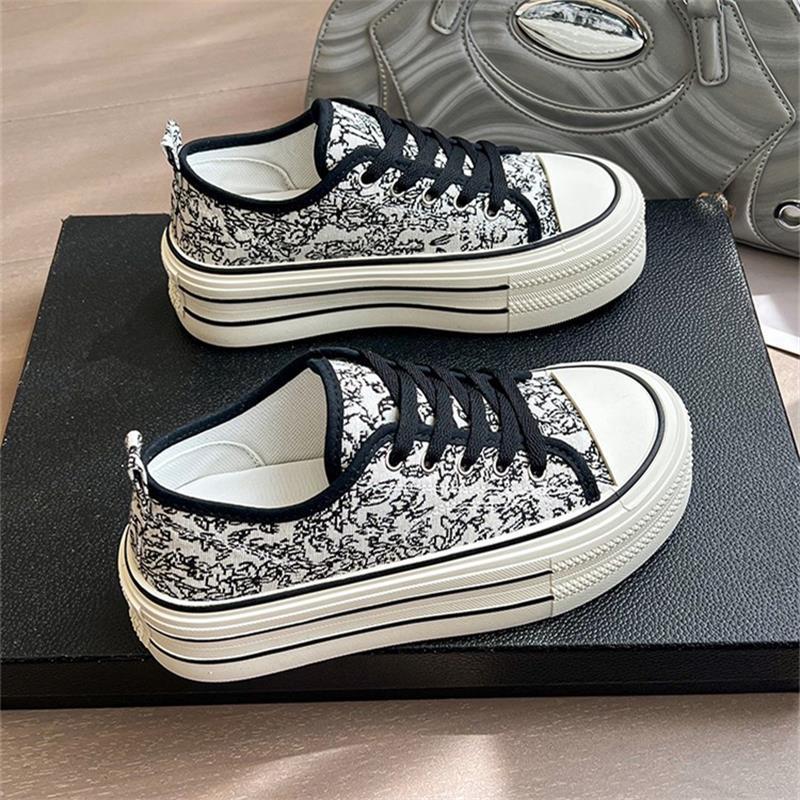 Damen Plateausneaker mit kreativem Muster und stabiler Gummisohle R&B