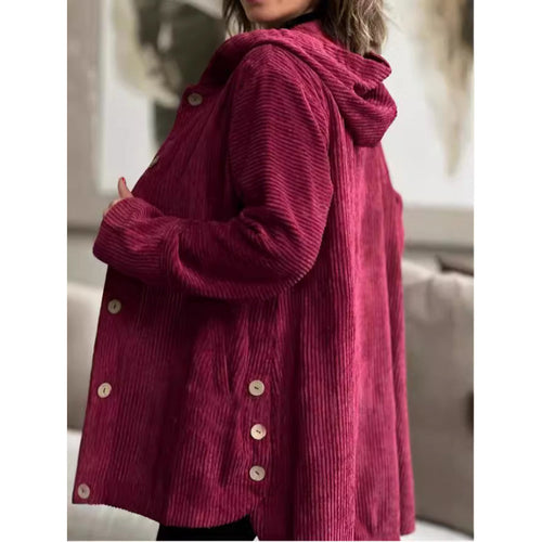 Damen kuschelige Kapuzenjacke aus feinem Cordstoff R&B